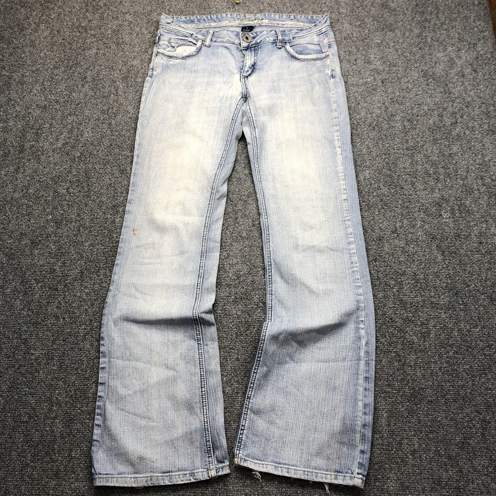 y2k Amethyst Jeans Juniors 9 31x31 Blue Light Wash Bootcut Embroidered Denim